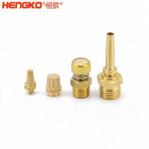 恒歌定制不銹鋼/銅粉氣動元件消音器_消音濾芯降噪耐高溫，應用于真空泵